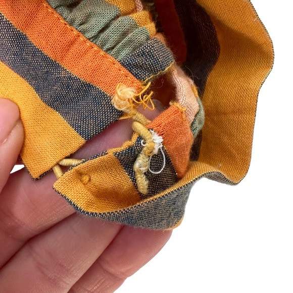 Ulla Johnson | Yellow and Orange Striped Tiered Short Puff Sleeve Dress Size 8 - Picture 10 of 11